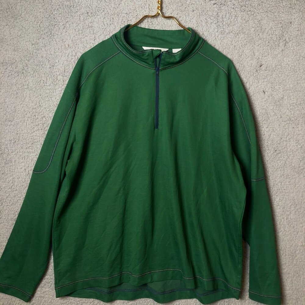 ORVIS Pullover Mens XX-Large Green Quarter Zip Pullover Polyester Wool GC